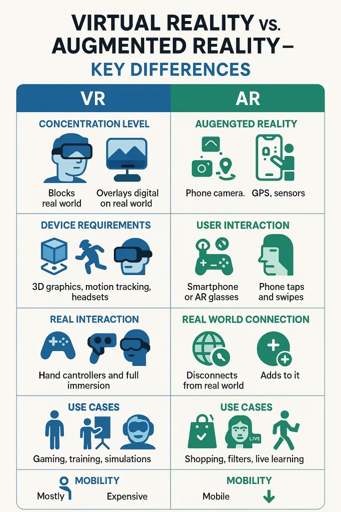 Differences Between VR and AR